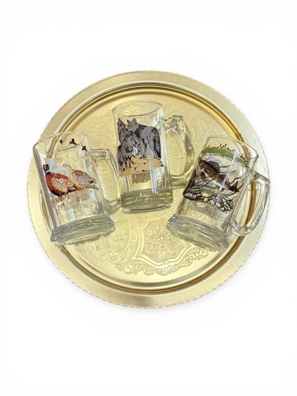 Vintage Schmidt Collector Series Glass Beer Mugs and Gold Tray - Picture 8 of 14
